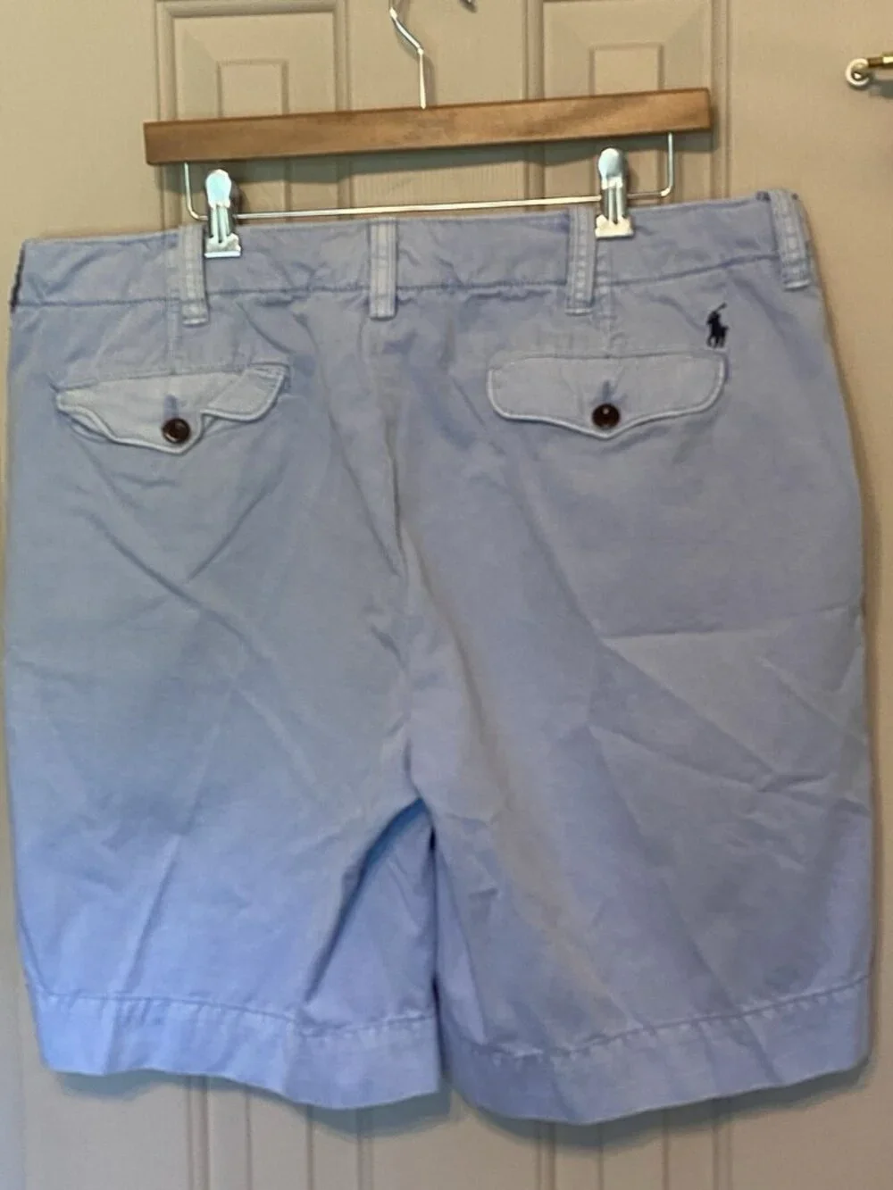 Polo Ralph Lauren Shorts Men 38 Light Blue Flat Front Casual Summer Beach Cotton